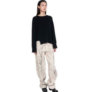 Isabel Benenato Yak Boxy Crew Neck Jumper Black-sz XS